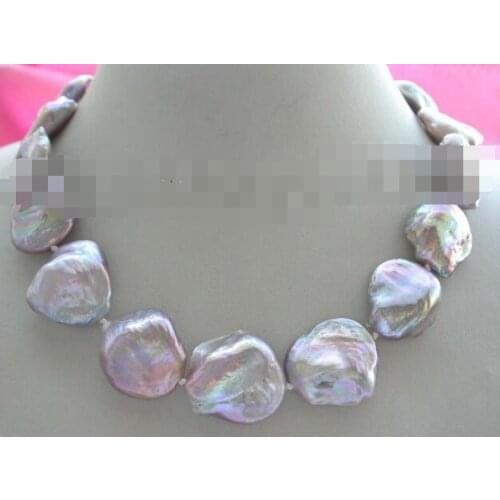 Jewelr 004637 Genuine Natural 24mm Purple Reborn Keshi Pearl Necklace 14