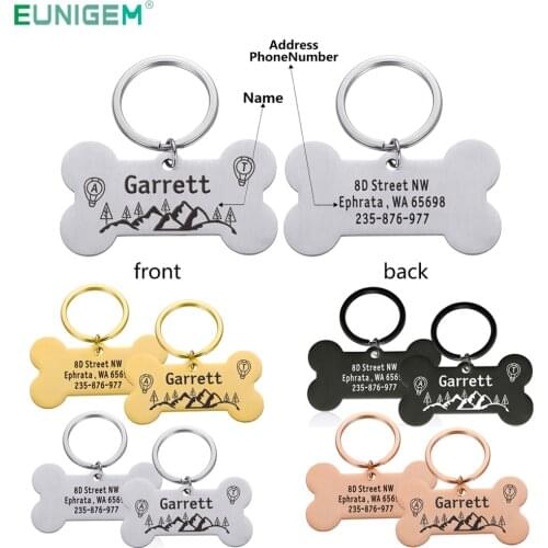 Personalized Dog ID Tag Keychain Engraved Pet Name Address Phone for Cat Puppy Anti-lost Dog Collar Tag Keyring Pet Accessories