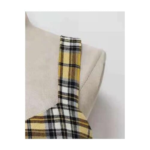 2021 Autumn and Winter New Retro Plaid High Waist A-line Pleated Skirt + Camisole