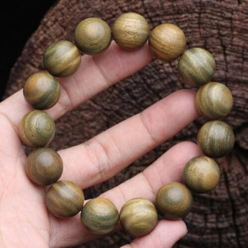 Genuine SandalWood Beaded 15mm Buddhist Bracelet Rosary Yoga Bracelet Ladies And Mens Unisex (SandalWood) Elastic Bracelet