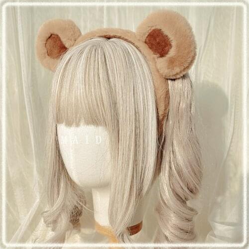 Plush base Lolita bear ear kc Harajuku cute kawaii hairband headwear hair accessories