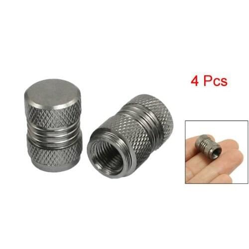 4 Pcs Dark Gray Alloy Car Bicycle Tire Tyre Wheel Valve Dust Caps Covers