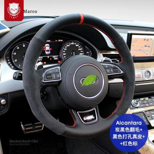 Real Alcantara suede steering wheel cover for Audi S3 A5 A7 S6 Audi TT S5 R8 hand-Stitch Grip Cover Car goods accessories