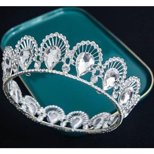 Crystal Bridal Tiaras Round Crowns Women Wedding Accessories Baroque Headband Pageant Diadem Rhinestone Jewelry Hair Ornaments