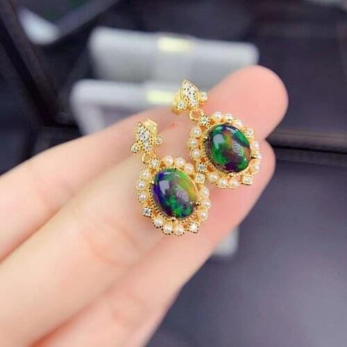 The Best Anniversary Gift 100% Natural And Real Opal Earring 925 sterling silver Fine jewelry