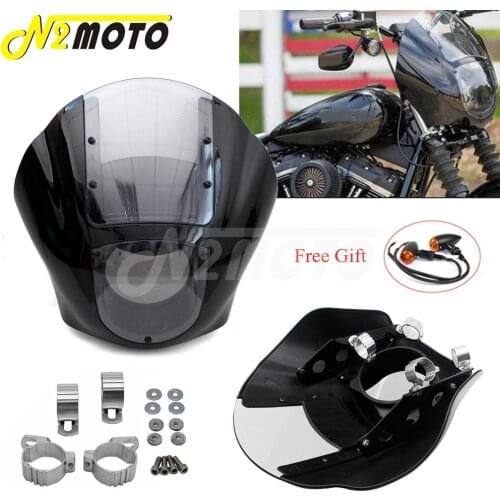 Motorcycle Quarter Fairing Detachable Windshield Windscreen For Harley Softail Sportster XL Dyna Street Fat Bob FXD 49mm Clamps