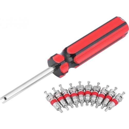 Motorcycle Wheel Tire Valve Core 10 Pcs with Remover Tool Repair Removal Kit Tire repair professional tools