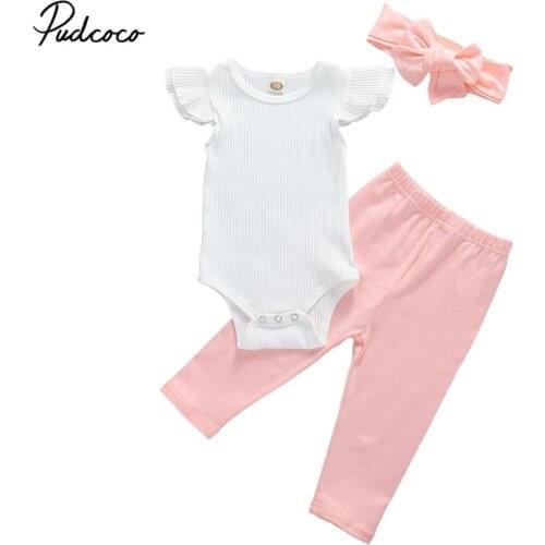 Infants Girls Top, Trousers Suit, Short Sleeve Round Collar Striped Toddler Summer Casual Romper
