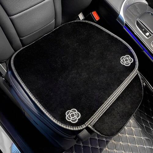Creative Cute Camellia Flower Universal Car Seat Covers Short Plush Auto Seat Cushion Velet Pad Car Interior Accessories Women