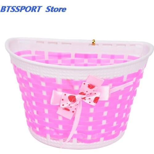 Bicycle Scooter Basket Children Bike High Elastic Plastic Knitted Bow Knot Front Handmade Bag