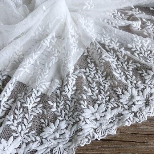 Embroidered Gauze lace Soft Leaf Branch French Tulle lace Fabric For DIY Sewing Summer Dress Dance Prom Flower Wedding Dress