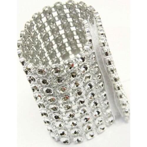 Laial Napkin Rings Silver Plastic Rhinestone Mesh Napkin Ring Holder For Wedding Hotel Home Table Decoration Pack of 400 pcs