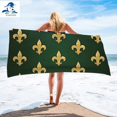 PHAYON Women Bath Towel Bathroom Microfiber 3D Golden Pattern Print Beach Towel Adult Shower Towel Swimming Surf Poncho