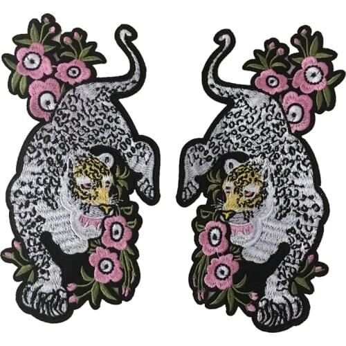 1 Set Floral Leopard Embroideried Sew on Iron on Patches for Clothes jacket Flower Animal Embroidery Appliques DIY 2019 New