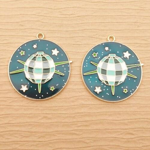 10pcs 30x31mm enamel spaceship charm for jewelry making cute earring pendant bracelet charm necklace charms diy finding
