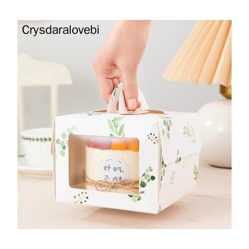 10pcs 4Inch With Window Portable Cake Box Birthday Baby Shower Favor Thickened Base Handmade Gift Packing Patisserie