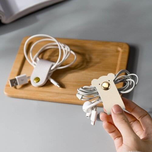 10Pcs Line Storage Clip Clamping Faux Leather Cute Creative Animal Shape Data Cable Storage Buckle Earphone Cable Organizer