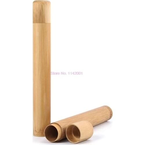 100Pcs/Lot Bamboo Toothbrush Case Novelty Wooden Teeth Brush Soft-bristle Bamboo Fibre Wooden Handle Bamboo Tube Holder Tube