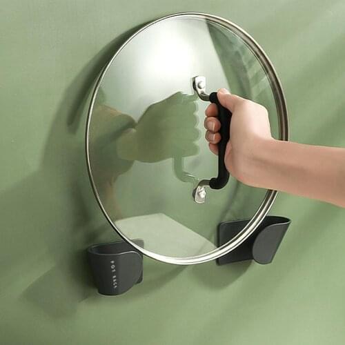 2pcs Storage Rack Pot Lid Rack Pan Cover Holder Wall Mounted Kitchen Cooking Utensil Tool Rest Organizer Cabinet Self Adhesive