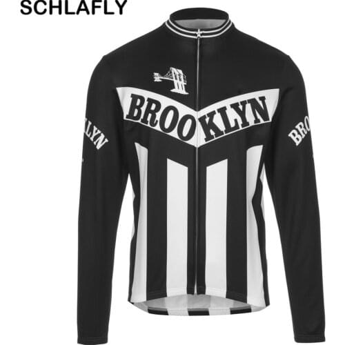 2019 men black white cycling jersery long sleeve retro bike winter fleece wool & no fleece bicycle clothing schlafly autumn