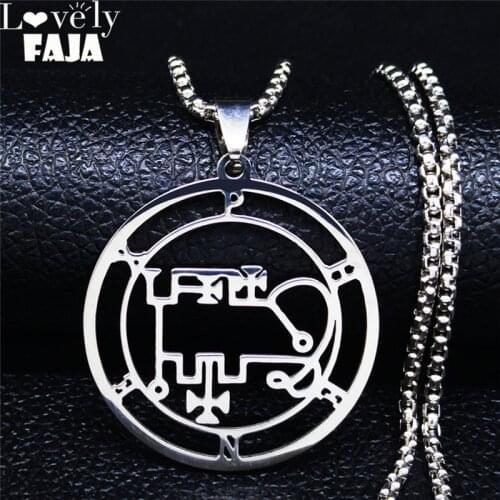2021 Stainless Steel Demon Seal Necklaces Pendants Silver Color Satan GAAP for Necklace Men/Women Jewelry gargantilla N1256S03