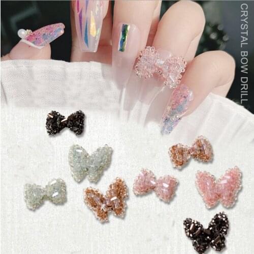 3PCS, 3d Nail Art Bowknots/Butterflys Shapes With Piles Crystal Rhinestones For Nail Tips Decorations