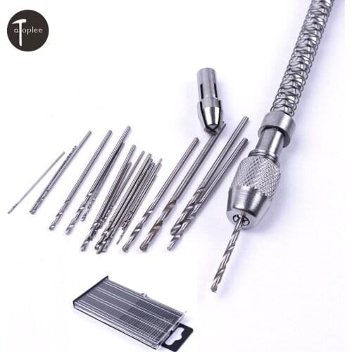 40PCS 0.3-1.6mm Twist Drill Bits With 1Pc Mini Pin Vise Wood Spiral Hand Push Drill Chuck For Micro Drill Bit Jewelry Tool