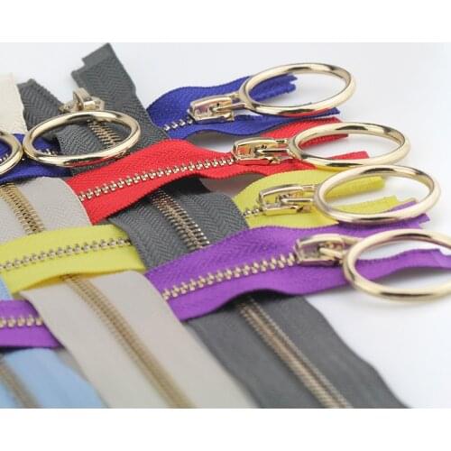 5# 60/70/80/90/100/120/150 cm metal zipper open-end auto lock circle for sewing clothing rose gold zipper