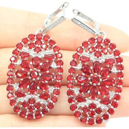 40x24mm Lovely Flowers Created Black Onyx Pink Kunzite Delicate Fine Cut For Sister Silver Earrings