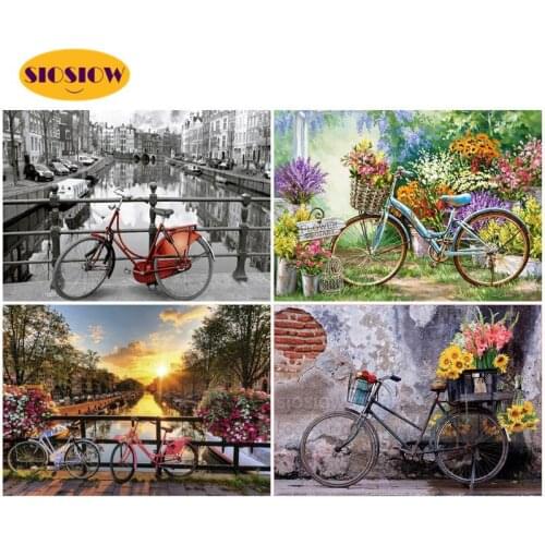 5D DIY Diamond Painting Flowers Bicycle Full Square Drill Cross Stitch Kits Diamond Embroidery Scenery 3D Mosaic Decor Home Room