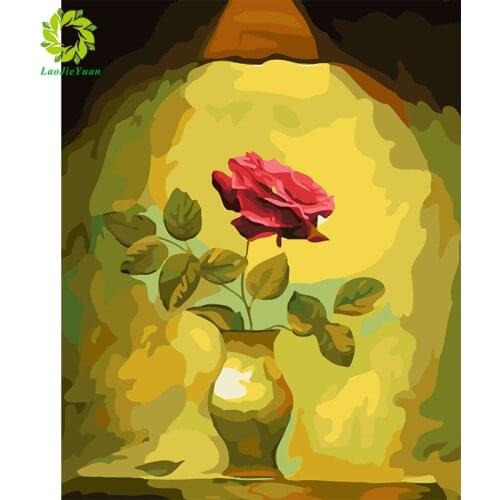 LaoJieYuan DIY Diamond Painting Full Square Flower or Pebble Round 5D Diamond Embroidery Mosaic Art Rose Decorations Home
