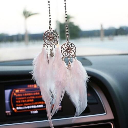 Auto Decoration Dream Catcher Long Feathers For Car Interior Hanging Decor Pendant For Car Accessories Interior