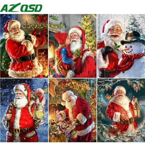 AZQSD Diamond Painting Santa Claus Full Square Drill Home Decoration Diamond Embroidery Diy Cartoo Mosaic Handmade Craft