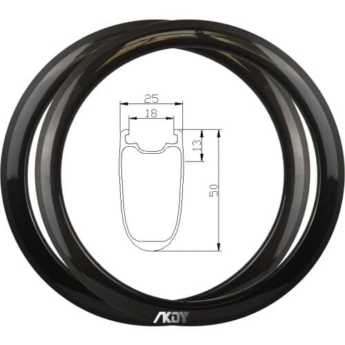 Tubeless 700c Road Wheels 50mm Deep * 25mm Wide Rims 700 V Brake 20/24H with Basalt Brake Surface Road Bikes Carbon Rims