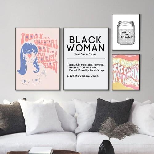 Black Women Definition Put Yourself First Self Love Feminist Positive Girl Wall Art Prints Canvas Painting Home Decor No Frame