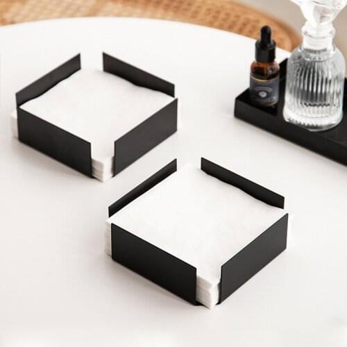 Stainless Steel Tissue Holder Household Dining Table Napkin Rack Home Hotel Decor Desktop Black Square Paper Towel Storage Box