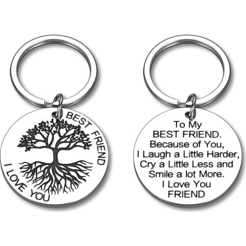 Two sides Thanksgiving Day Gift Best Friend Keychain for Friend BFF Besties Companion To My Best Friend for Christmas Birthday