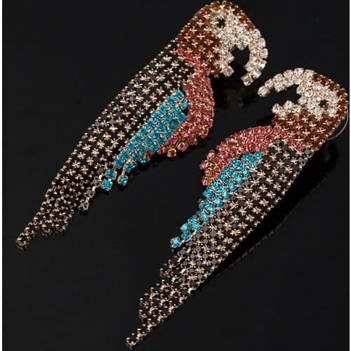 European And American Exaggerated Rhinestones Animal Creativity Personality Retro Fashion Earrings Cool Parrot Accessories