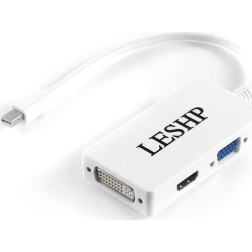 LESHP White 1080P 3-in-1 Mini DP DisplayPort Male to DVI/VGA/HDMI Female Adapter Converter Cable Matters