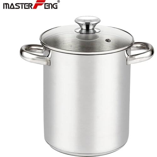 4L Asparagus and Pasta Pot Stainless Steel Steamer Pot Glass Lid Sieve Insert Suitable for Induction Cooker