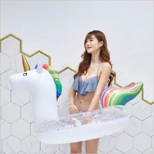 Adults swim ring Water supplies new inflatable PVC swimming ring thickened with sequins Unicorn mount