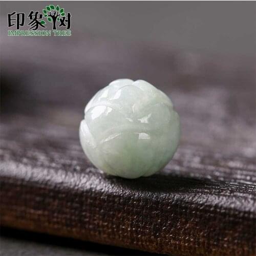 Natural Jadeite Round Lotus Carven Bead 4pcs 9x9mm Gem Jadei Round Loose Bead Fit Handmade Necklace For DIY Jewelry Making 18015