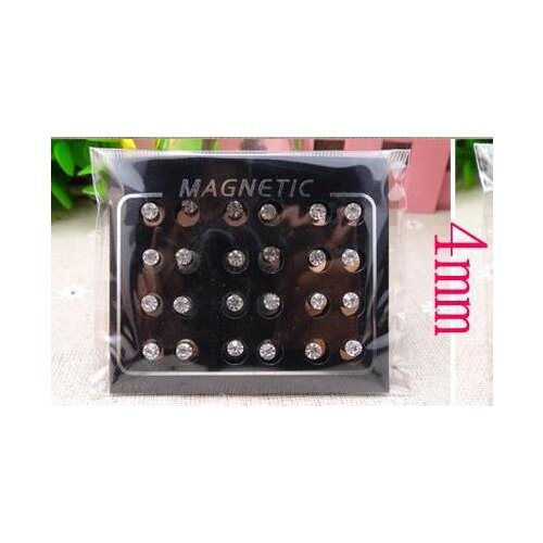 LEMOER 12pairs/lot 4/5/6mm Hot Selling Lots Unisex Earring Clear Crystal Rhinestone Magnet Without Pierced Ear Stud Earrings