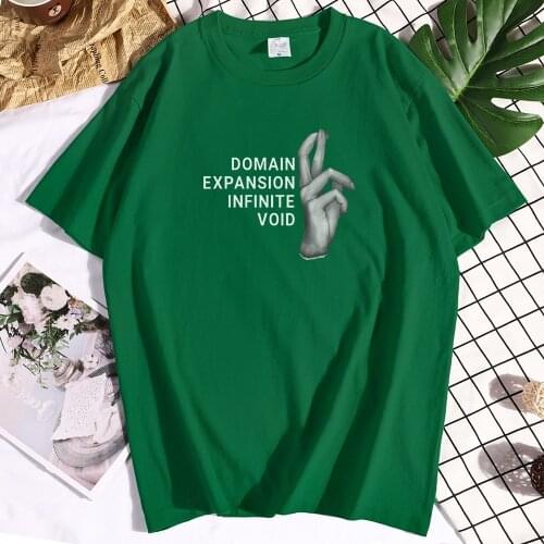 Cotton Domain Expansion Gojo Satoru Print T-shirts Mens Fitted O-Neck Clothes Casual All-match Tshirts Loose Regular T-shirt