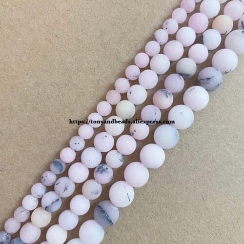 Natural Stone Matte Pink Opal Color Jade Round Loose Beads 15" Strand 6 8 10 MM Pick Size For Jewelry Making DIY