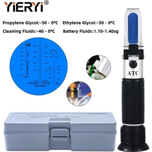 Yieryi Hand Held Tester Tool 4 In 1 Engine Fluid Glycol Antifreeze Freezing Point Car Battery Refractometer W ATC With The box