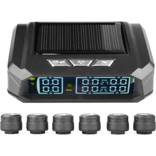 8Bar 6PCS For Truck Car TPMS Tire Pressure Monitoring System External Sensor LCD Color Screen Monitoring Tire Pressure Range