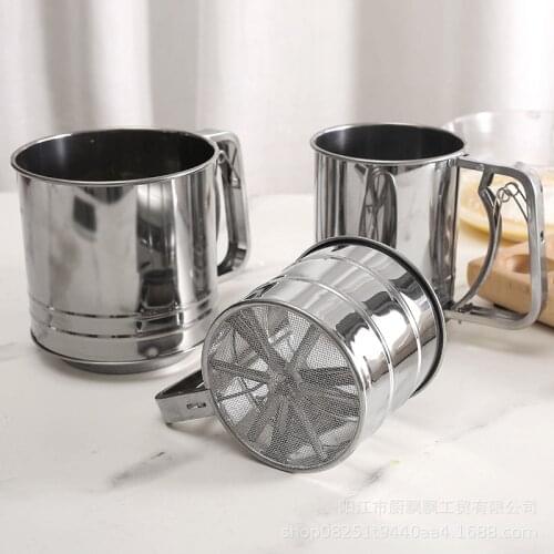 High Quality Stainless Steel Flour Sifter With Hand Press Double Layers Sieve Baking Sieve Cup Sifter For Baking Flour Sifter