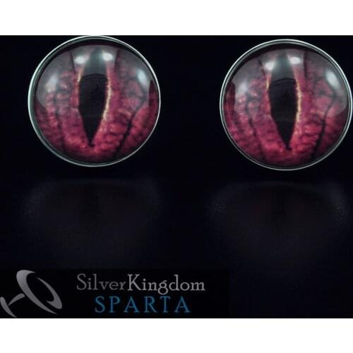 SPARTA Lifelike Red Dragon Eye White Gold Electroplated cufflinks mens Cuff Links + Free Shipping
