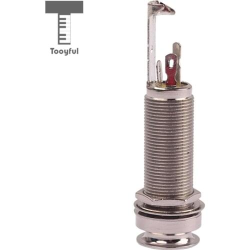Tooyful GT223 6.35mm 1/4'' Brass Threaded Cylinder End Pin Stereo Jack Output Socket Plug for Electric Guitar Bass Mandolin